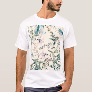 Blume Wasserfarbe Nahtloses Muster T-Shirt