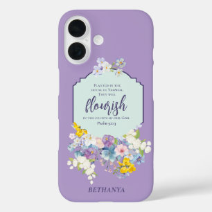 Blume Wasserfarbe Pastel Bibel Vers Personalisiert iPhone 16 Hülle