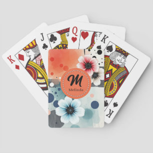 Blume Wasserfarbe Rosa Blau gestörte Giro Art Spielkarten