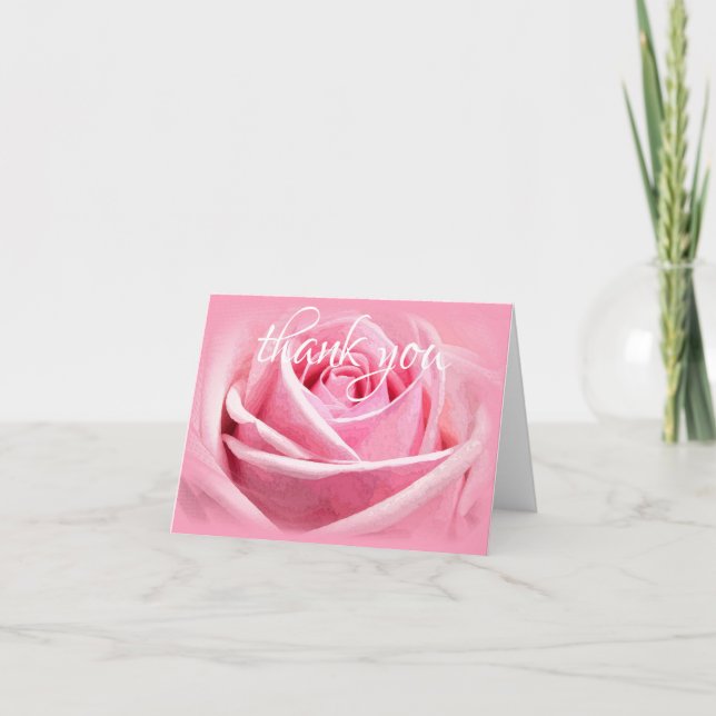 Blume Wasserfarbe Rose Vielen Dank Handschrift Tex Dankeskarte (Vorderseite)