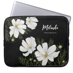Blume Wasserfarbe Weißer Kosmos Botanische Malerei Laptopschutzhülle