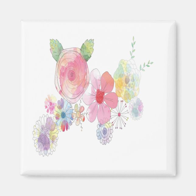 Blume Wasserfarben Art Magnet (Vorne)