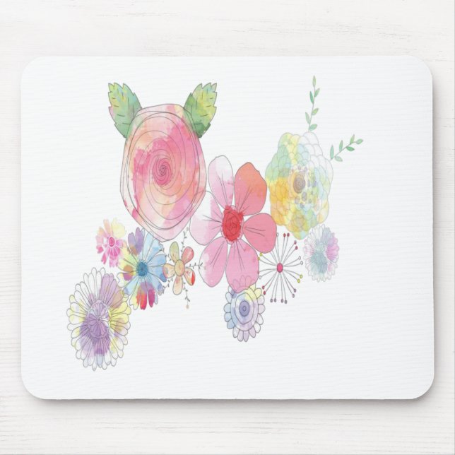 Blume Wasserfarben Art Mousepad (Vorne)