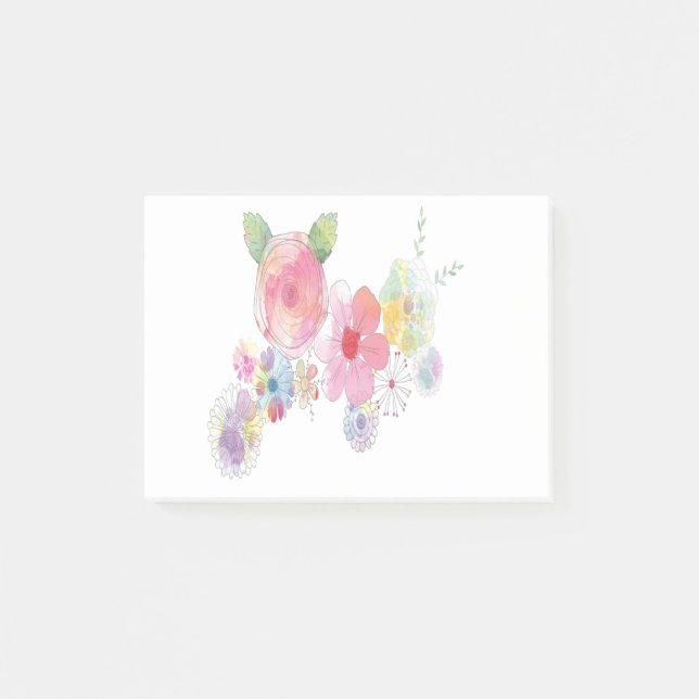 Blume Wasserfarben Art Post-it Klebezettel (Vorderseite)