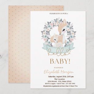 Blume Wasserfarben Babyhirschen Dots Babydusche Einladung