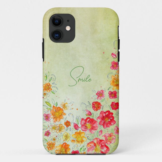 Blume Wasserfarben iPhone Case (Rückseite)