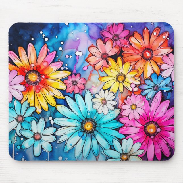 Blume Wasserfarben Kunst, Dichtung und Musik Mousepad (Vorne)