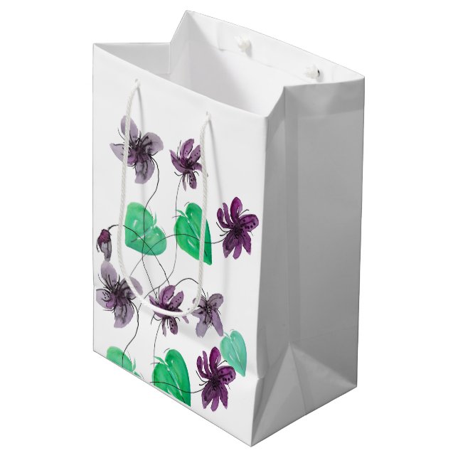 Blume Wasserfarben Mittlere Geschenktüte (Vorderseite Schrägansicht)