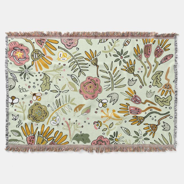 Blume Wasserfarbene Bienen Elegante Moderne Decke (Vorderseite)