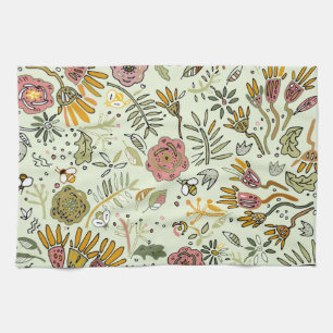 Blume Wasserfarbene Bienen Elegante Moderne Geschirrtuch