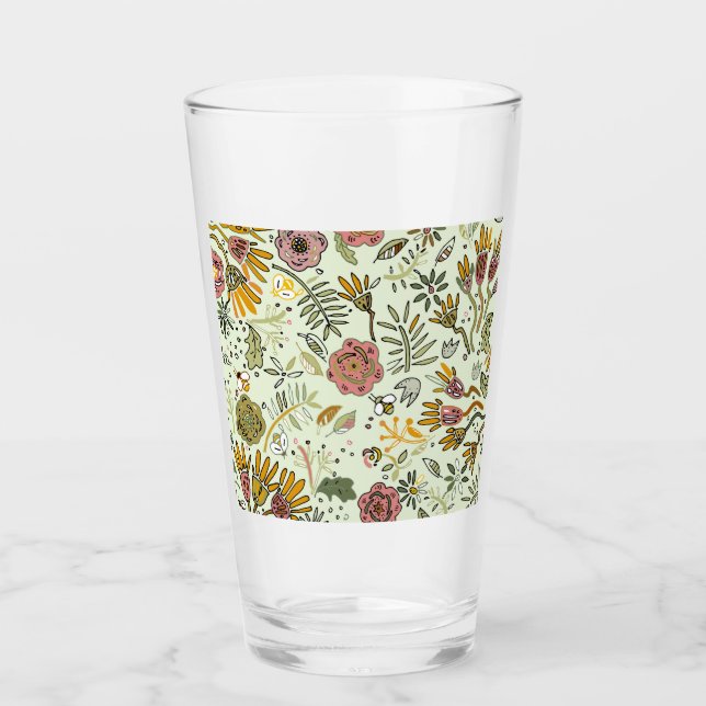 Blume Wasserfarbene Bienen Elegante Moderne Glas (Vorderseite)