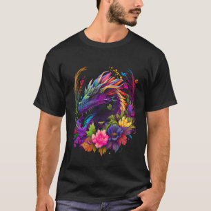 Blume Wasserfarbene Drachen Schöne Kunst T-Shirt