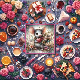 Blume Wasserfarbene Maus Bouquet Herz - Kreislauf Feiertagskarte