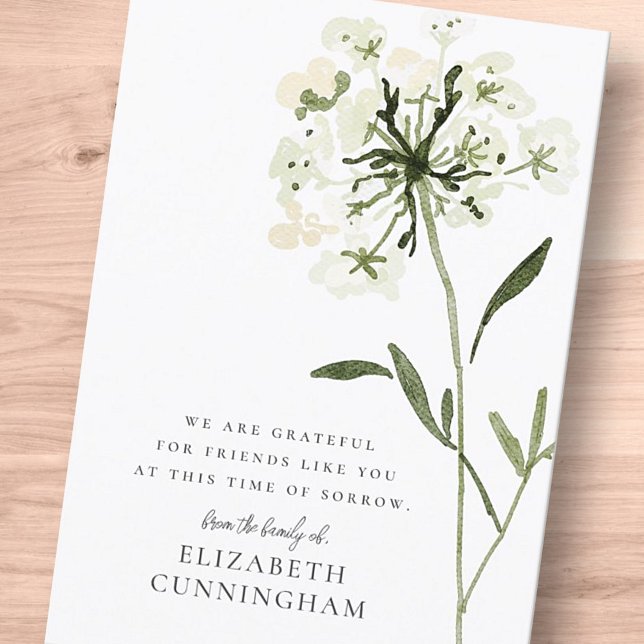 Blume Wasserfarbener Gedächtnisbereich Dankeskarte (Von Creator hochgeladen)