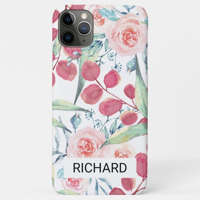 Blume Watercolor Blue Pink Case-Mate iPhone Hülle (Rückseite)