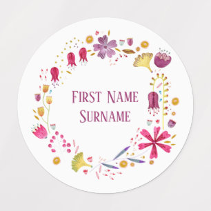 Blume Watercolor Individuelle Name Etiketten