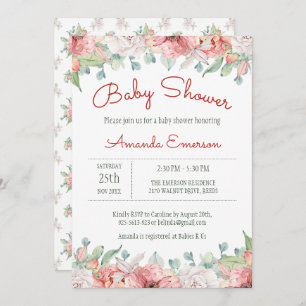 Blume Watercolor Kinderdusche Einladungen