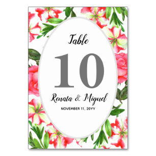 Blume Watercolor Pink Garden Design Tischnummer