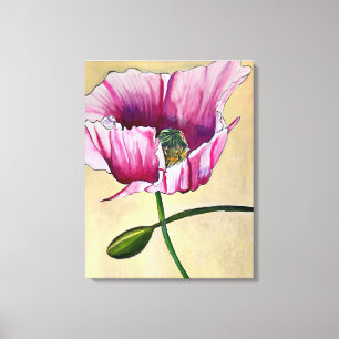Blume Watercolor Pink Poppe Leinwanddruck