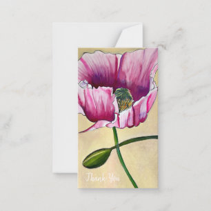 Blume Watercolor Pink Poppe Mitteilungskarte
