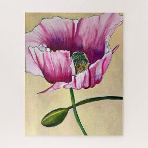 Blume Watercolor Pink Poppe Puzzle