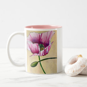 Blume Watercolor Pink Poppe Zweifarbige Tasse