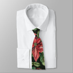 Blume Watercolor Poinsettia Weihnachten Krawatte