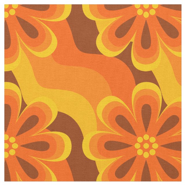 Blume & Waves-Muster der 1960er Jahre Stoff (Nahaufnahme)