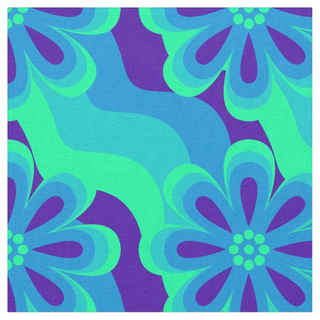 Blume & Waves-Muster der 1960er Jahre Stoff (Nahaufnahme)