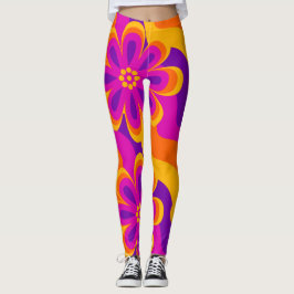 Blume & Waves Pattern-Leggings der 1960er Jahre Leggings
