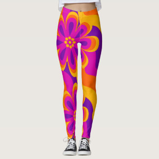 Blume & Waves Pattern-Leggings der 1960er Jahre Leggings