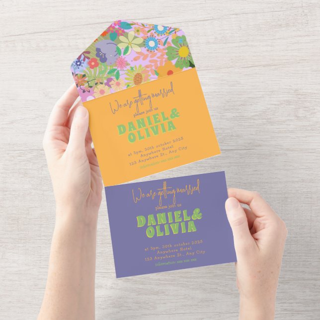 Blume Wedding Brautparty All In One Einladung (Abreißen)