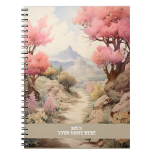 Blume Weg Bergblick Rosa Notizblock