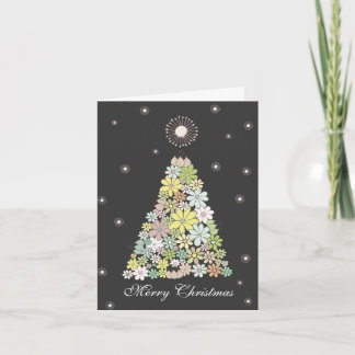 Blume Weihnachtsbaum Familienfoto-Kartenvorlage Feiertagskarte