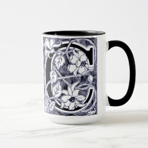 Blume Weinbrief 'C' in blau - Tasse