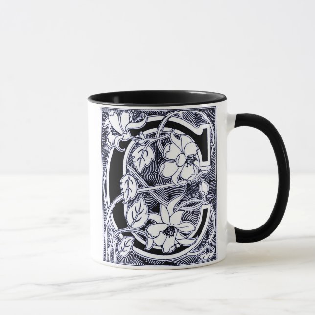 Blume Weinbrief 'C' in blau - Tasse (Rechts)
