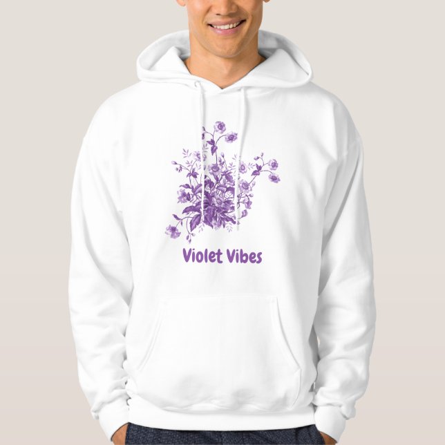 Blume, weiß und lila hoodie (Vorderseite)