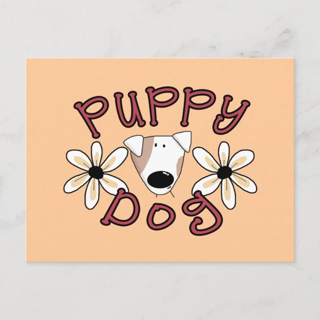 Blume Welpen Hunde T - Shirt und Geschenke Postkarte (Vorderseite)
