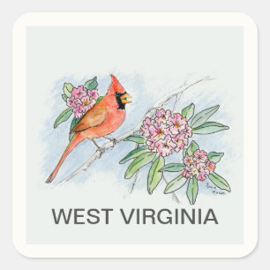 Blume West Virginia Quadratischer Aufkleber