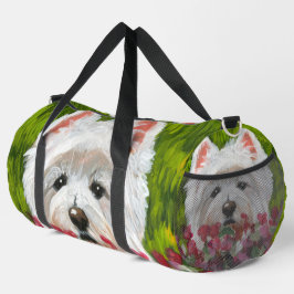 Blume Westie und Pink Duffle Bag