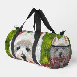 Blume Westie und Pink Duffle Bag
