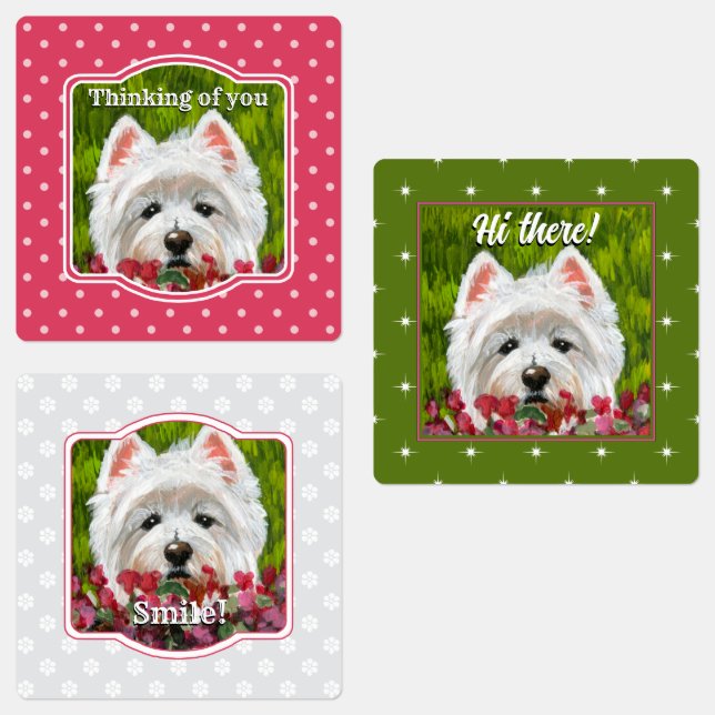 Blume Westie und Pink Etiketten (Gruppe)