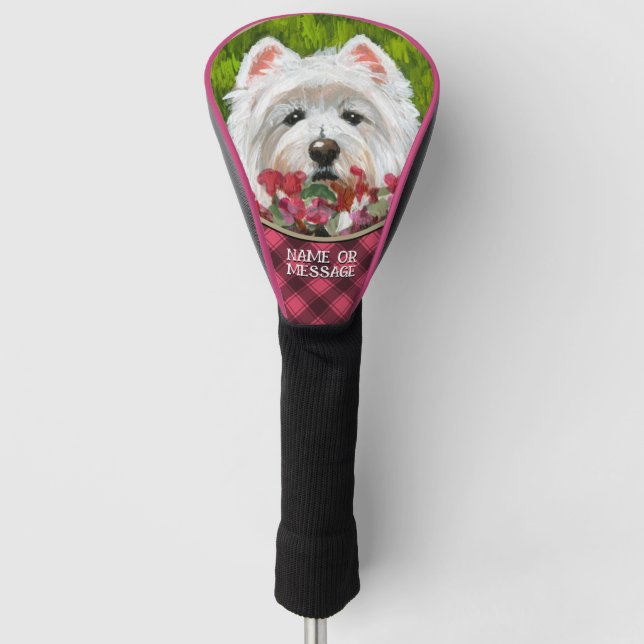 Blume Westie und Pink Golf Headcover (Vorderseite)