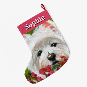 Blume Westie und Pink Großer Weihnachtsstrumpf