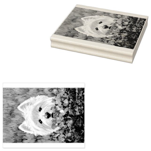 Blume Westie und Pink Gummistempel (Stempel)