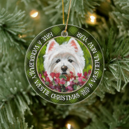 Blume Westie und Pink Keramik Ornament
