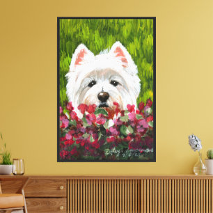Blume Westie und Pink Leinwanddruck