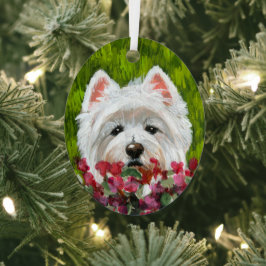 Blume Westie und Pink Ornament Aus Metall