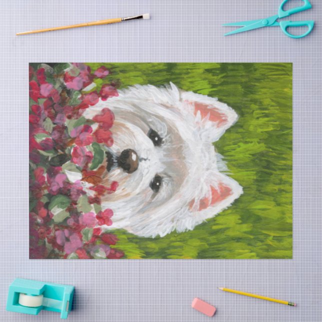 Blume Westie und Pink Seidenpapier (Basteln)