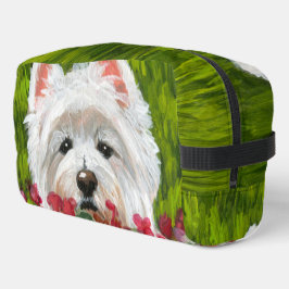 Blume Westie und Pink Waschbeutel